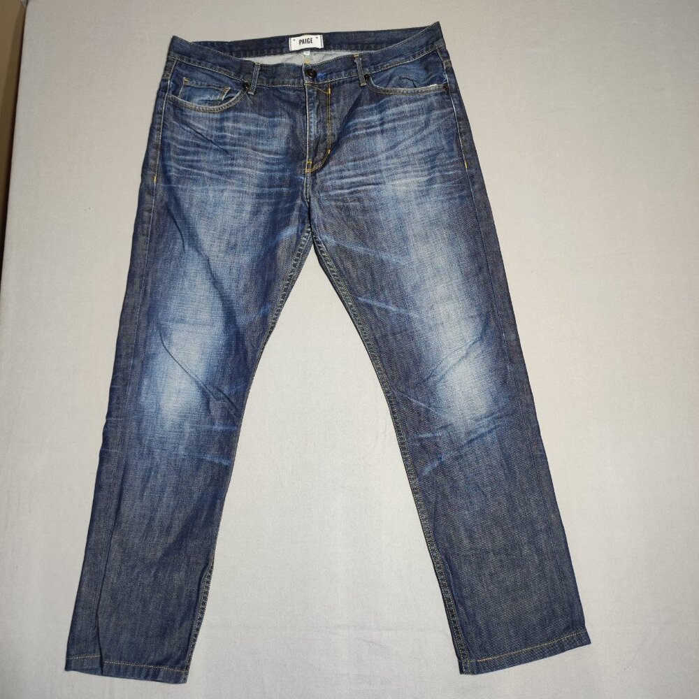 Paige Jeans men's size 36 ink blue colour Normandie selvedge straight leg denim